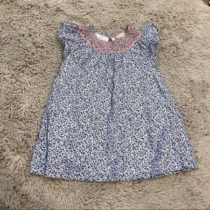 Ruby & bloom blue floral dainty smocked cotton dress 18m